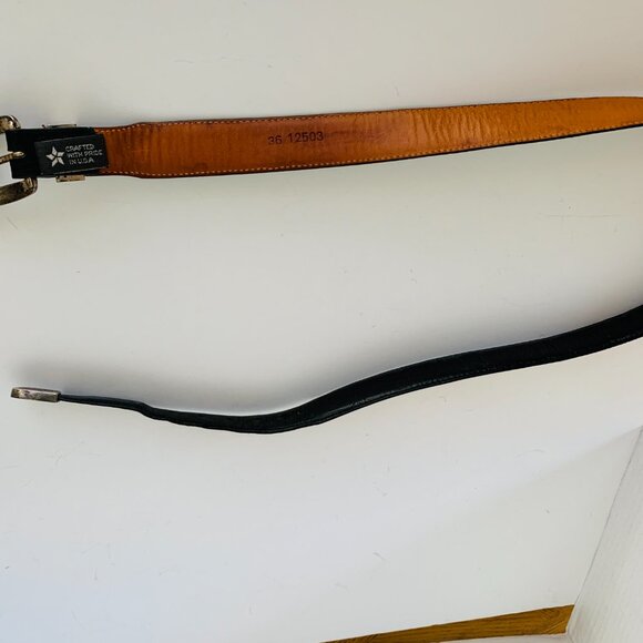 UNISEX BELT ONYX by BRIGHTON BLACK LEATHER STITCHED TWO SIDES Waist 36 - Picture 4 of 9